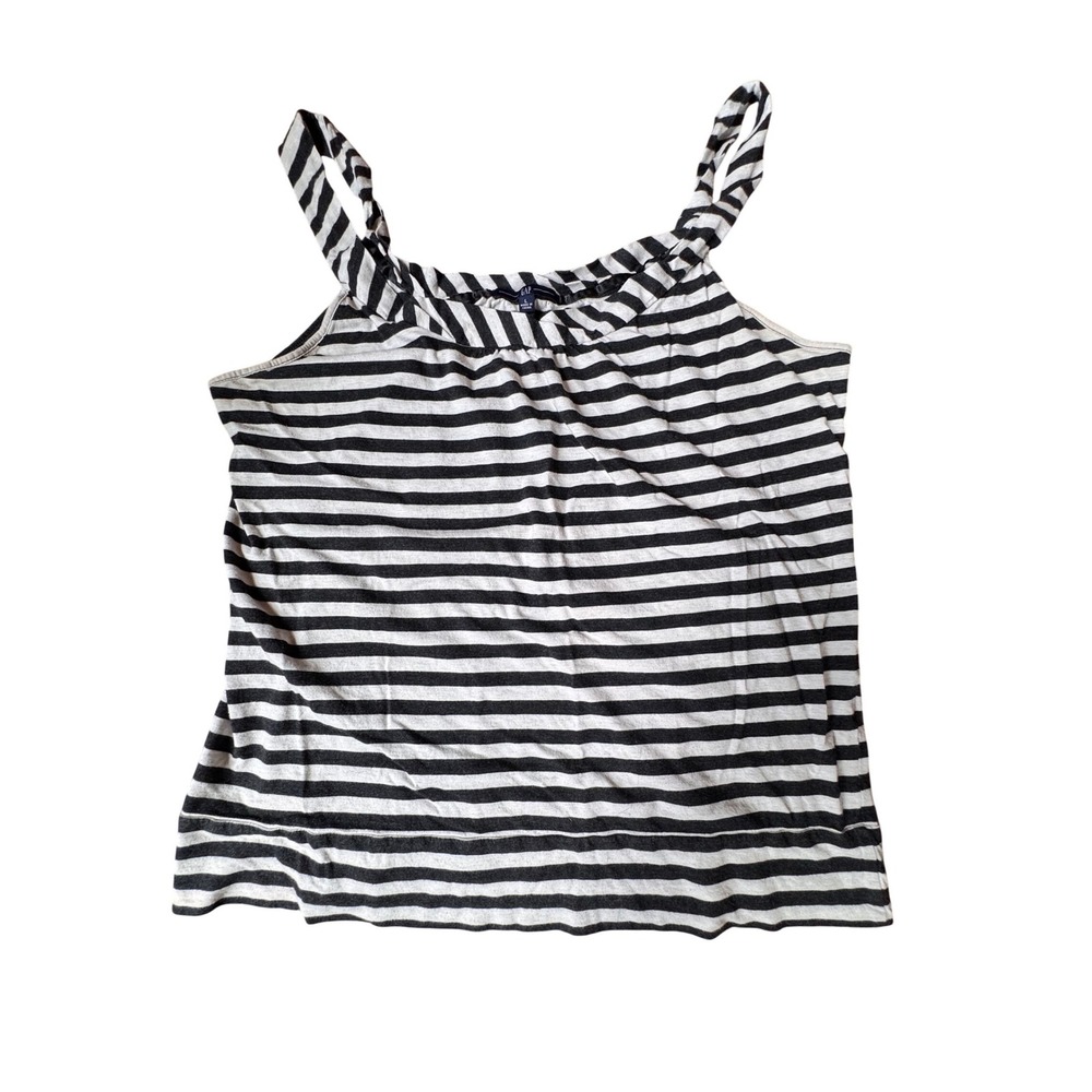 GAP Black White Striped Tank Top Women's Size‎ L Spaghetti Strap